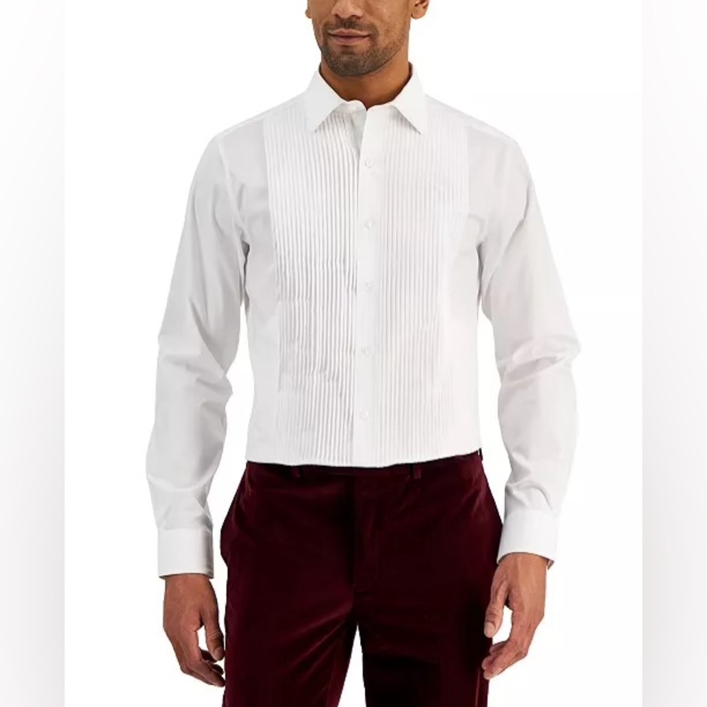 Alfani Men's Slim Fit Pleated Panel Formal Shirt
